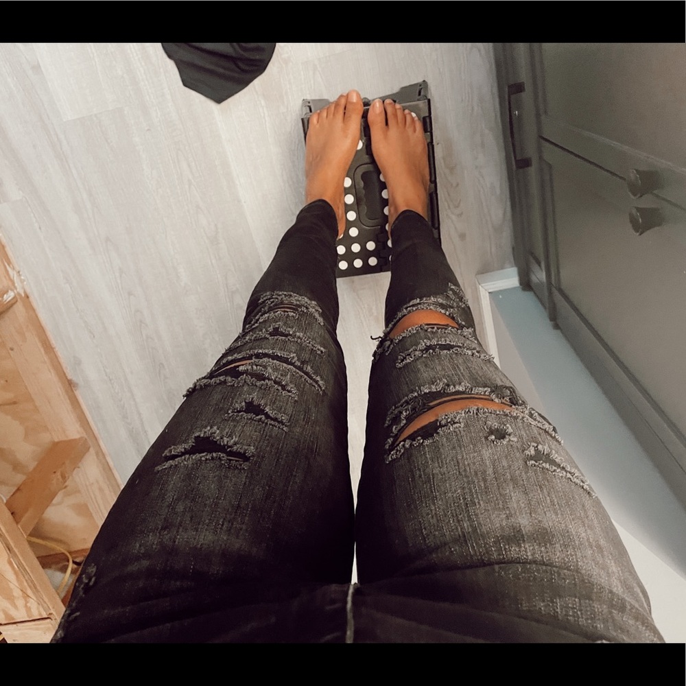 American eagle black ripped jeans